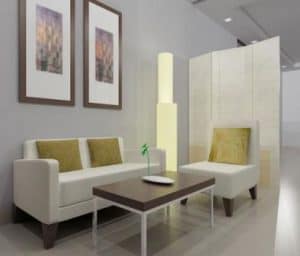 desain ruang tamu minimalis ukuran 3x3 mnggunakan partisi penyekat ruangan | HamilPlus.Com 2023