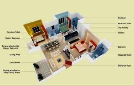 Denah Rumah Type 36 Minimalis Sederhana 3D 5