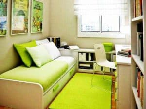 desain kamar tidur minimalis warna hijau modern 